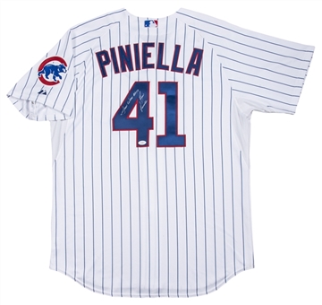 2010 Lou Piniella Game Used and Signed Chicago Cubs White Pinstripe Jersey (Steiner & JSA)